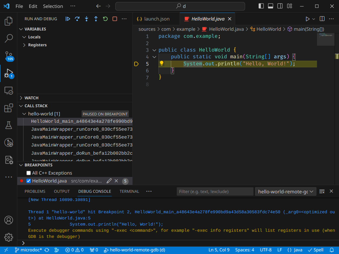 Debugging remote native image using `gdbserver` and Visual Studio Code